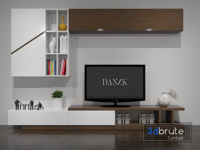 TV SHELF 3d model Buy Download 3dbrute Dual shelf TV furniture with steel frame
