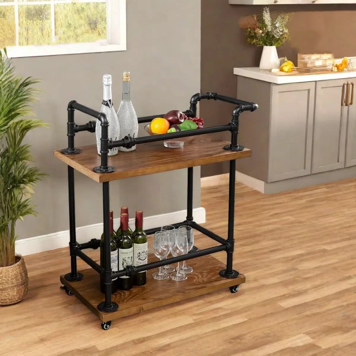 2-tier bar cart furniture with wheels