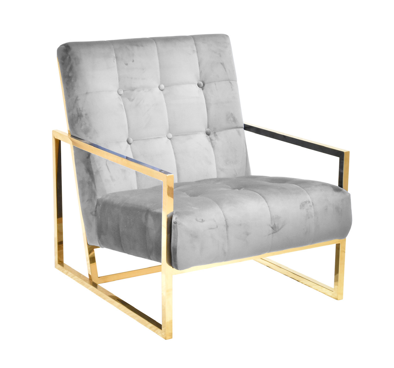 Velvet tufted armchair furniture with gold base