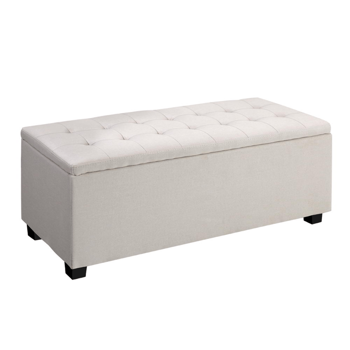 Evolve Beige Linen Storage Box Ottoman | BDO Furniture