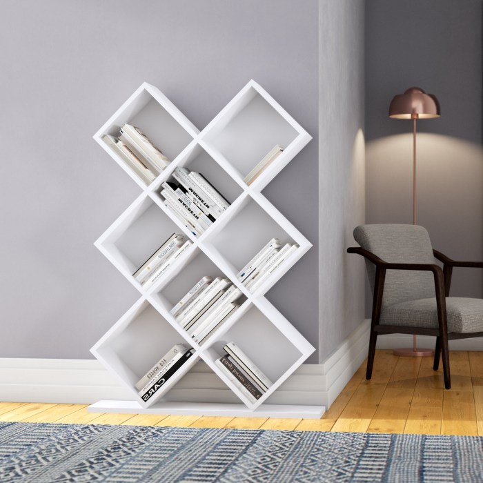 Geometric bookshelf furniture with cube shape