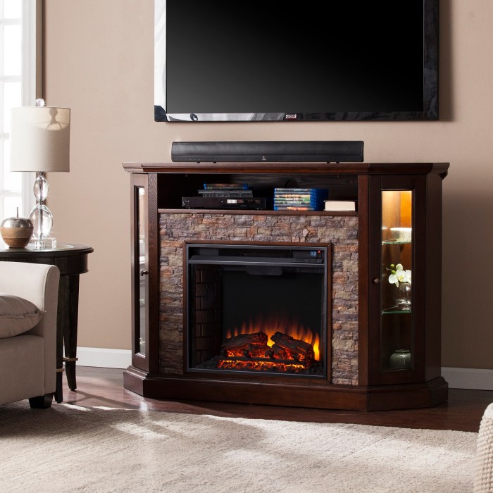 Corner fireplace TV stand furniture with cabinet